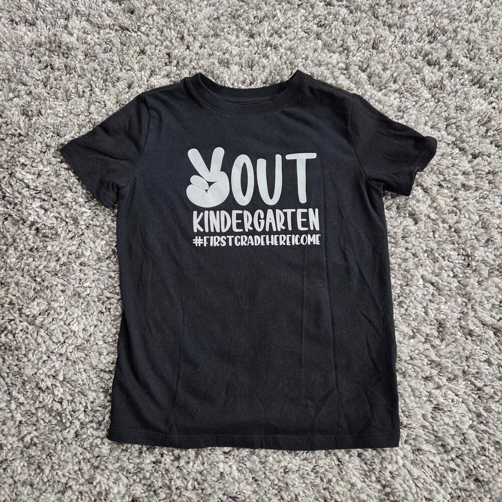 Peace Out Kindergarten Black Cat and Jack Shirt Size 6/7
